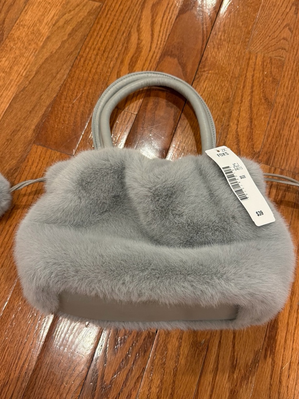 Gray Faux Fur Mini Tote Handbag